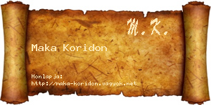 Maka Koridon névjegykártya